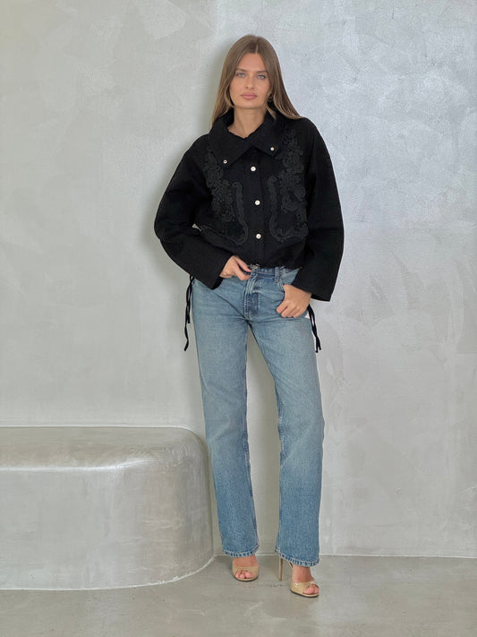 Black embroidery jacket - ROXO