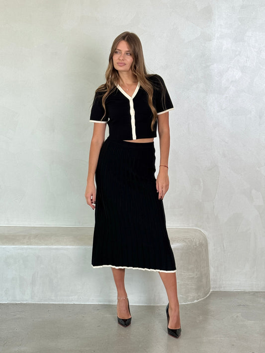 Black Knit Vest & Skirt Set - ROXO