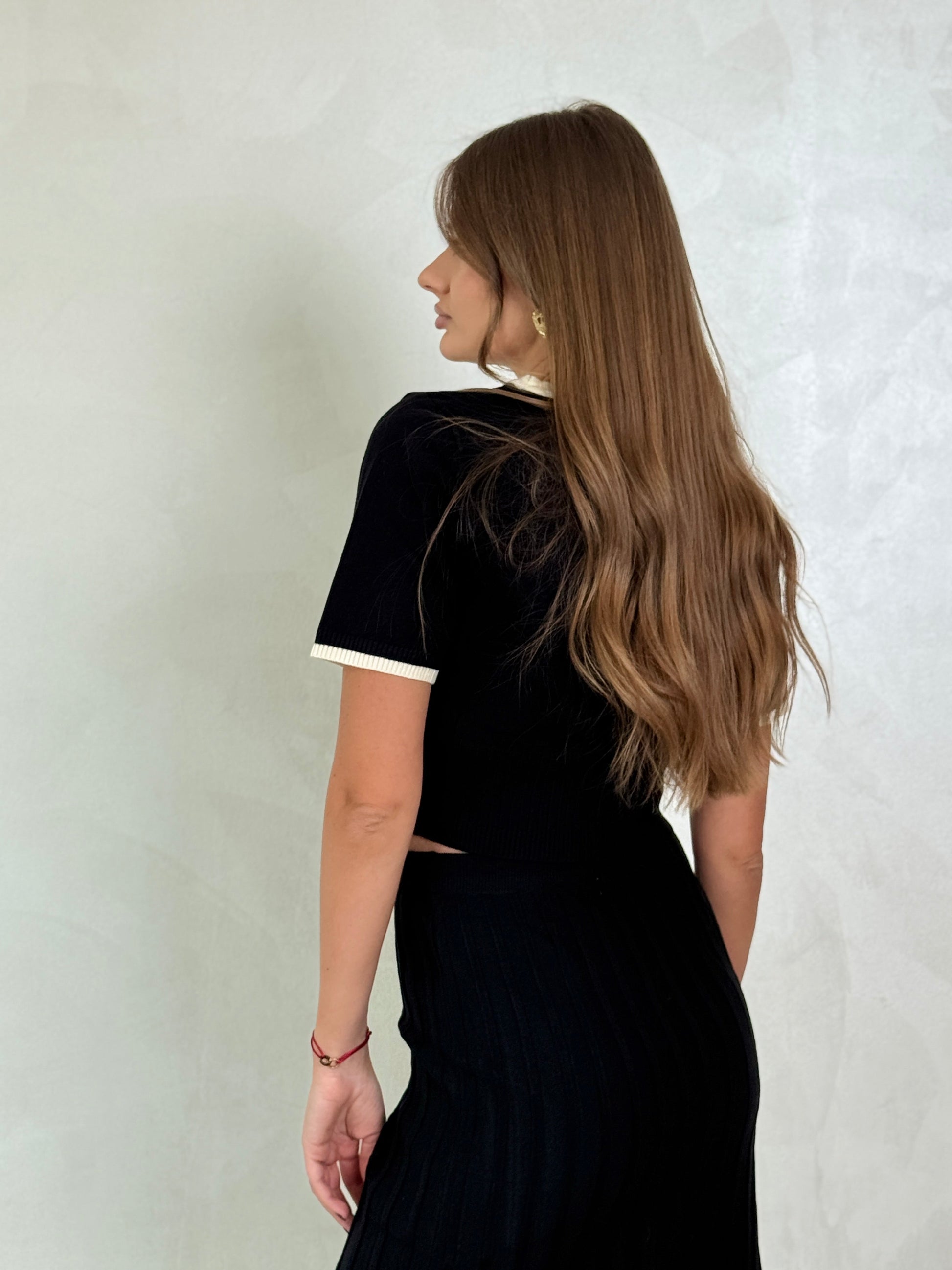 Black Knit Vest & Skirt Set - ROXO
