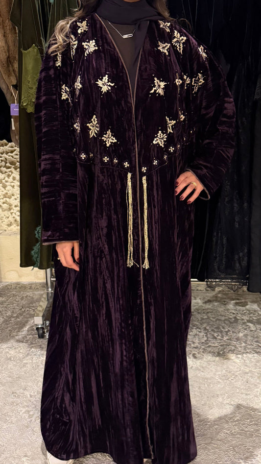 Burgandy Velvet Abaya - ROXO