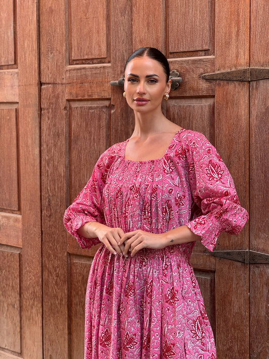 Daisy Indian Cotton Kaftan 3 - ROXO