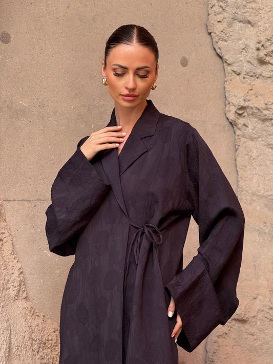 Lily Blazer Side Tie Abaya - ROXO