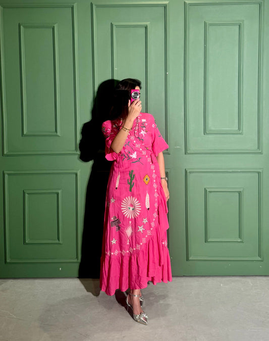 Pink desert - hand embroidery.