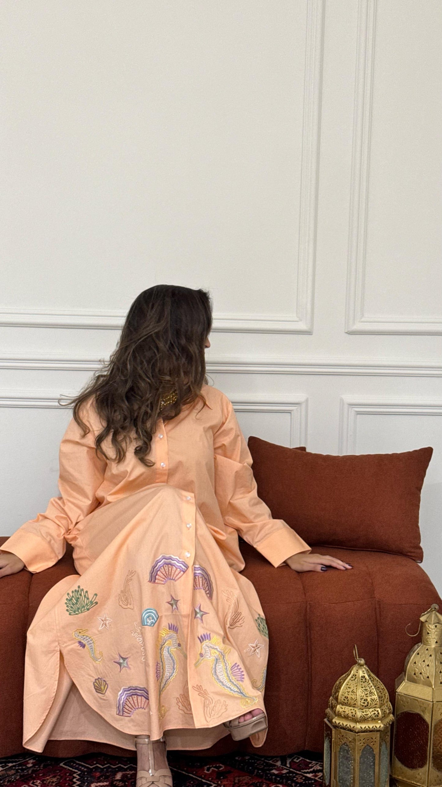 Sea life shirt dress kaftan - ROXO