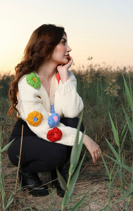 3d flowers cropped jacket.