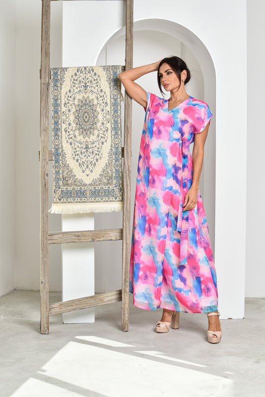 Pink art Sequins kaftan.