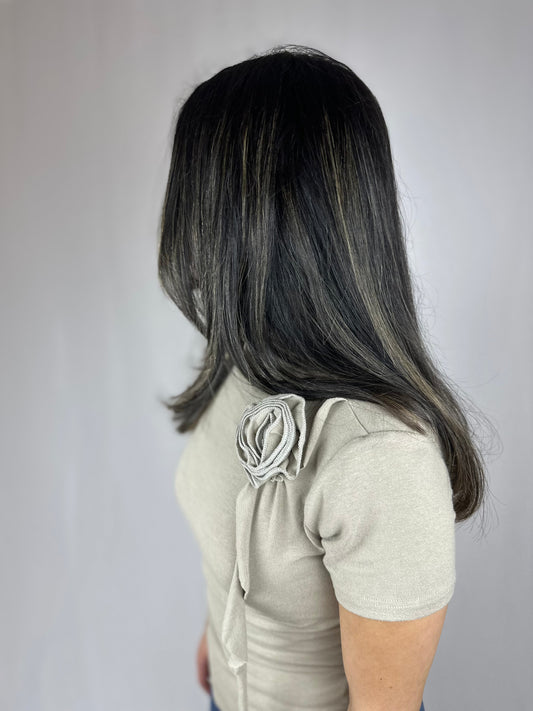 Beige 3d flower top.