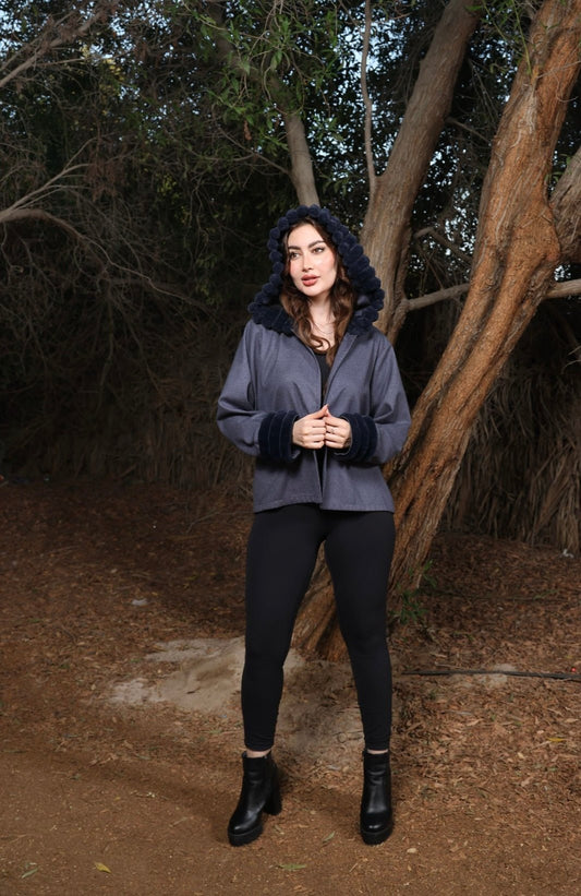 Faux fur hooded jacket.