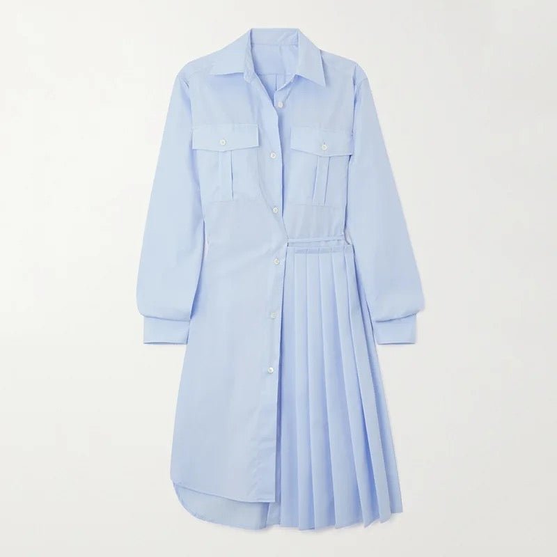 Formal pleated dress in blue - Roxo