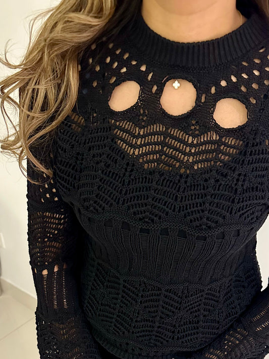 Crochet knit top.
