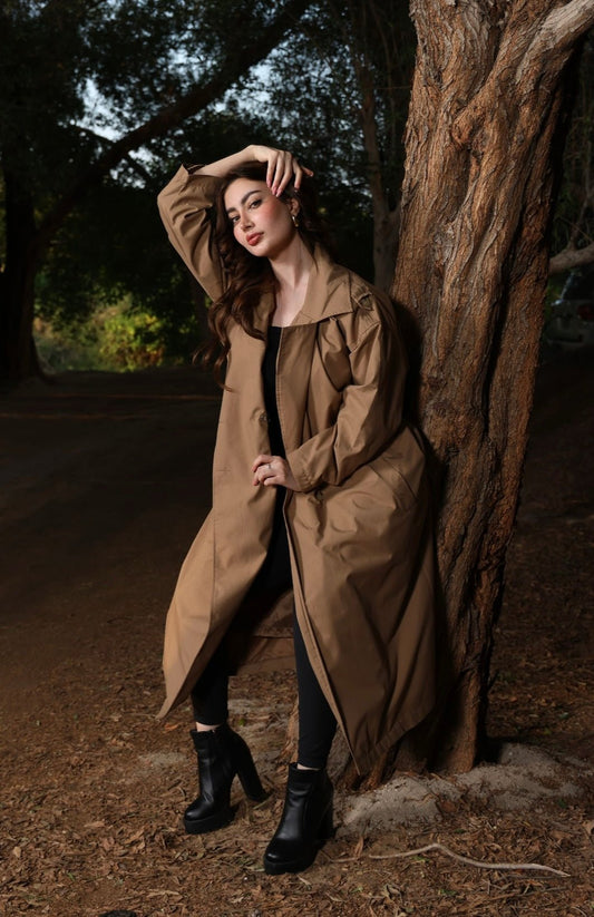 Oversized double breasted trench coat.