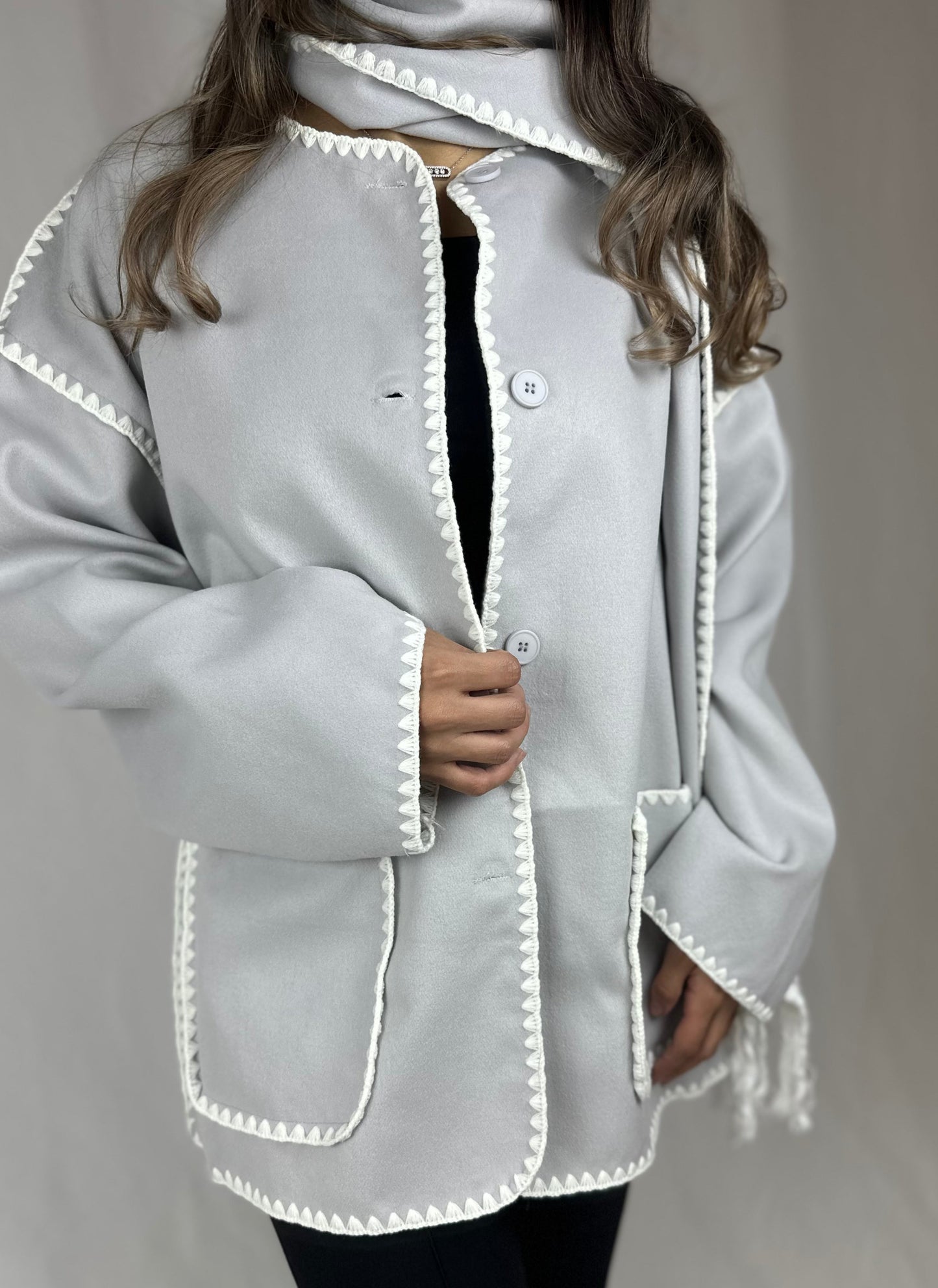 Trendy oversized jacket - grey - Roxo