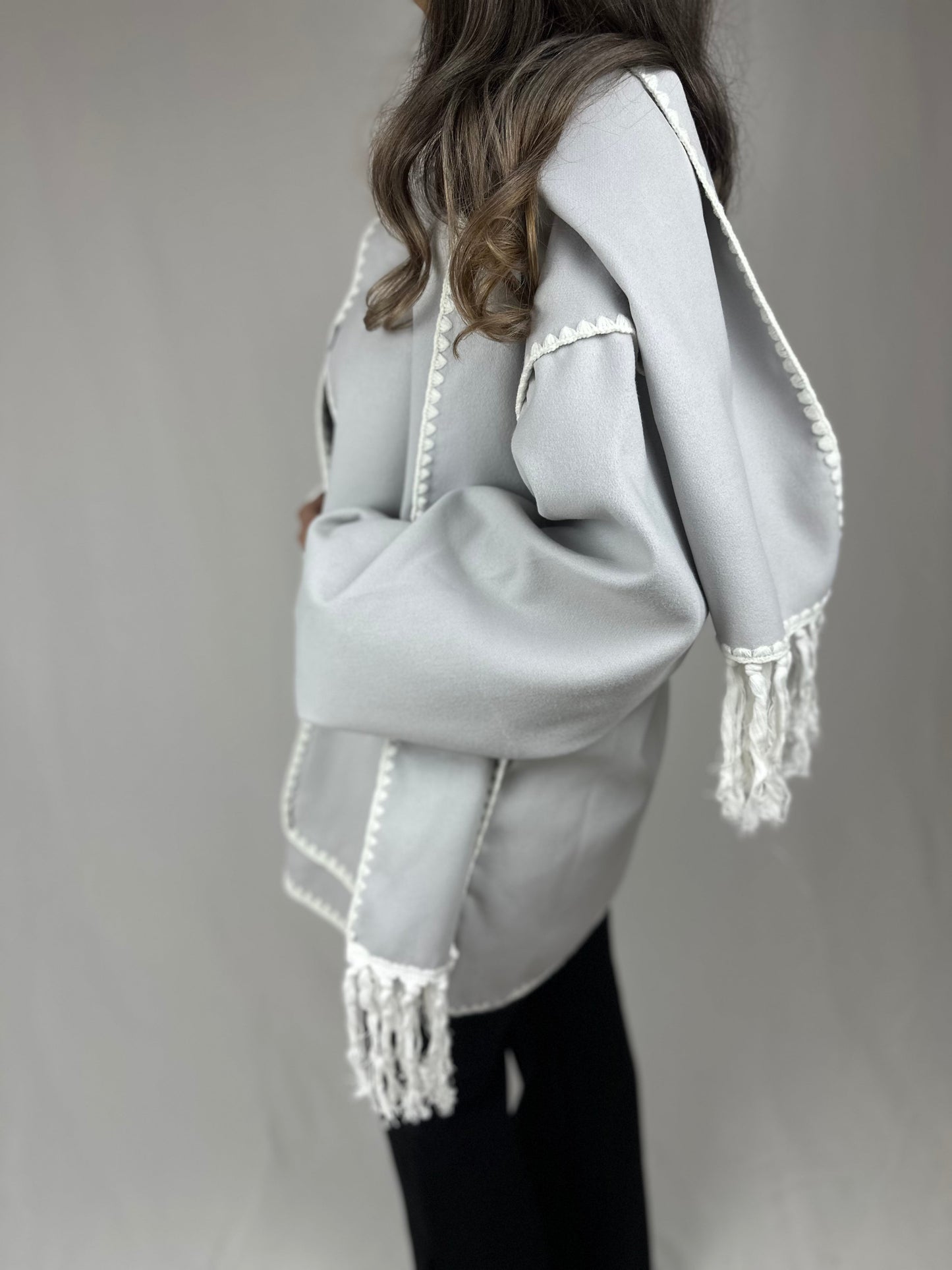 Trendy oversized jacket - grey - Roxo