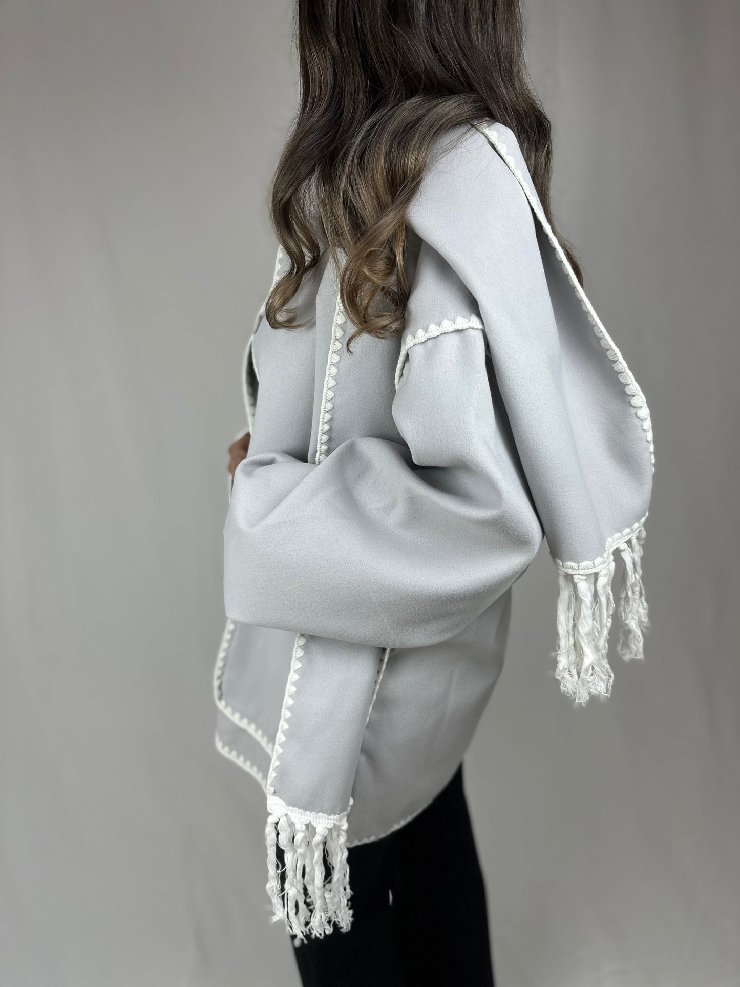 Trendy oversized jacket - grey - Roxo