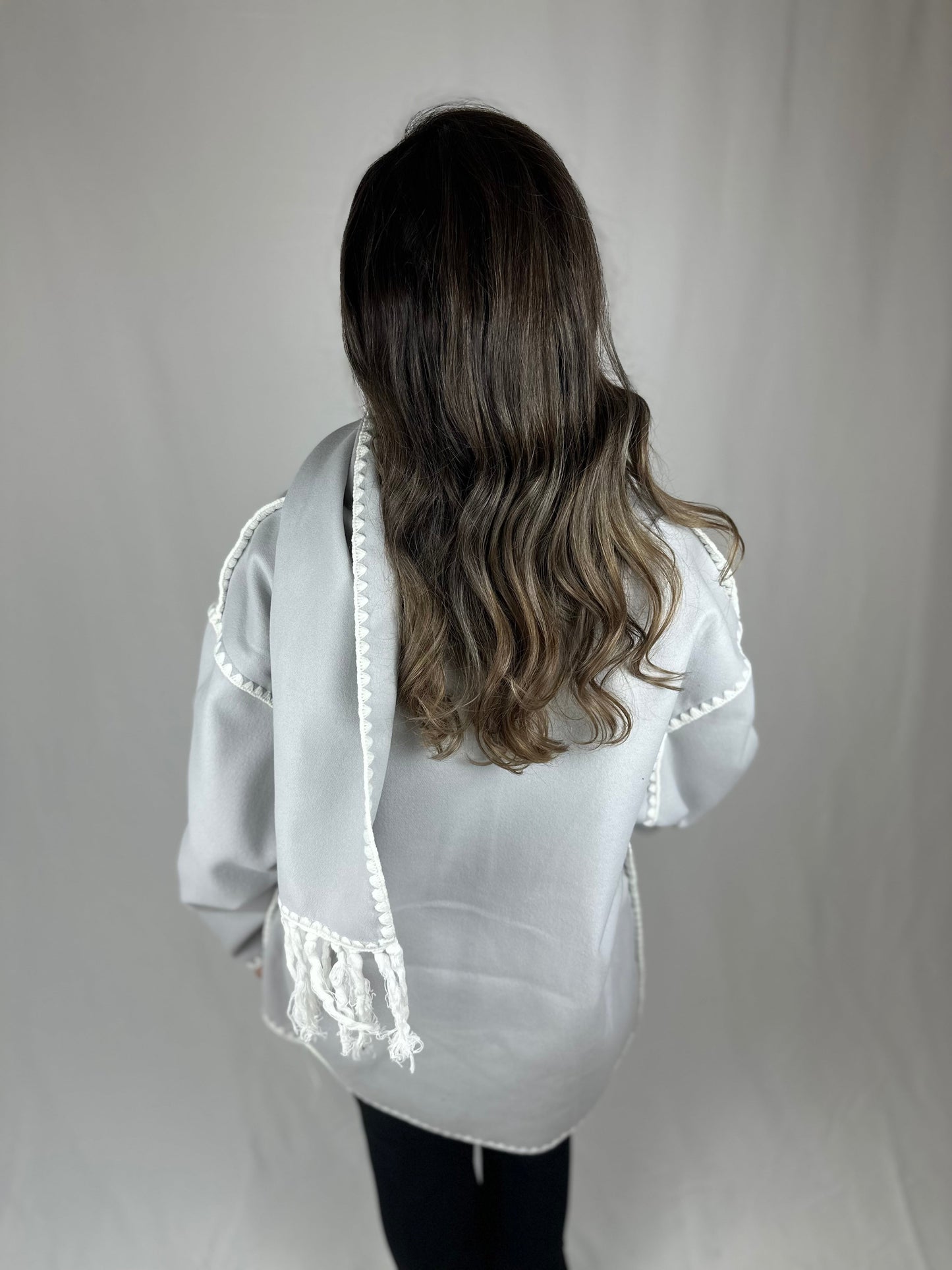 Trendy oversized jacket - grey - Roxo