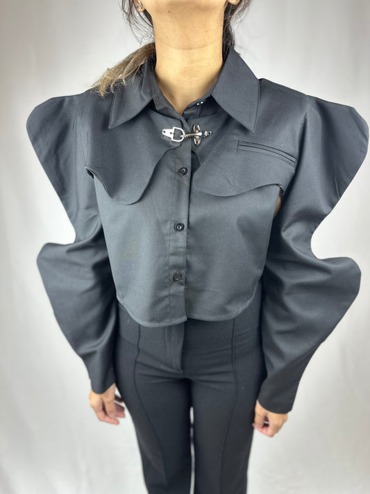 Long sleeve butterfly shirt.