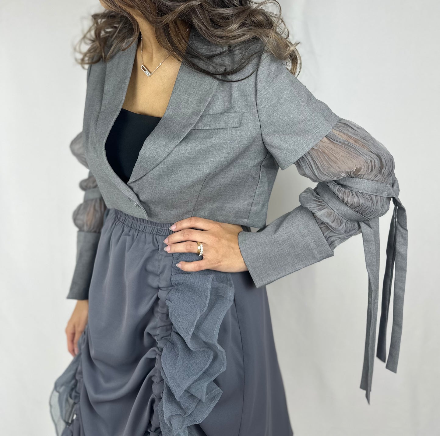 Grey blazer & skirt set