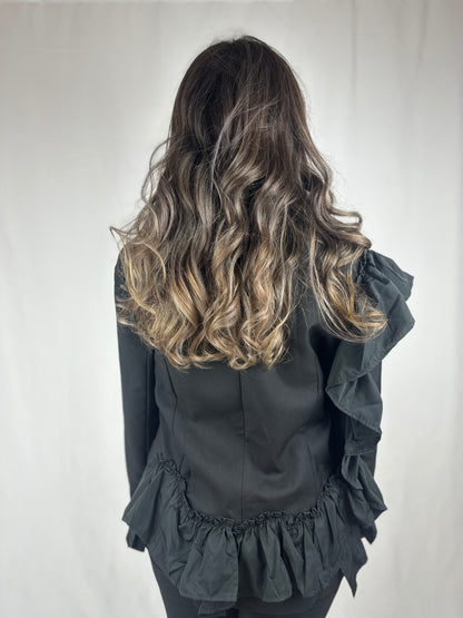 Black ruffles blazer