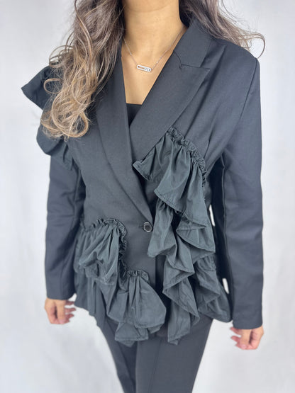 Black ruffles blazer