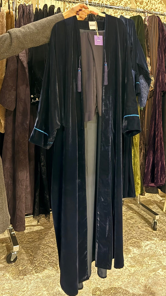 Bisht Navy Velvet Abaya - ROXO