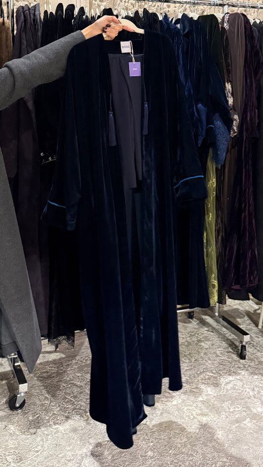 Bisht Navy Velvet Abaya - ROXO