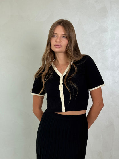 Black Knit Vest & Skirt Set - ROXO