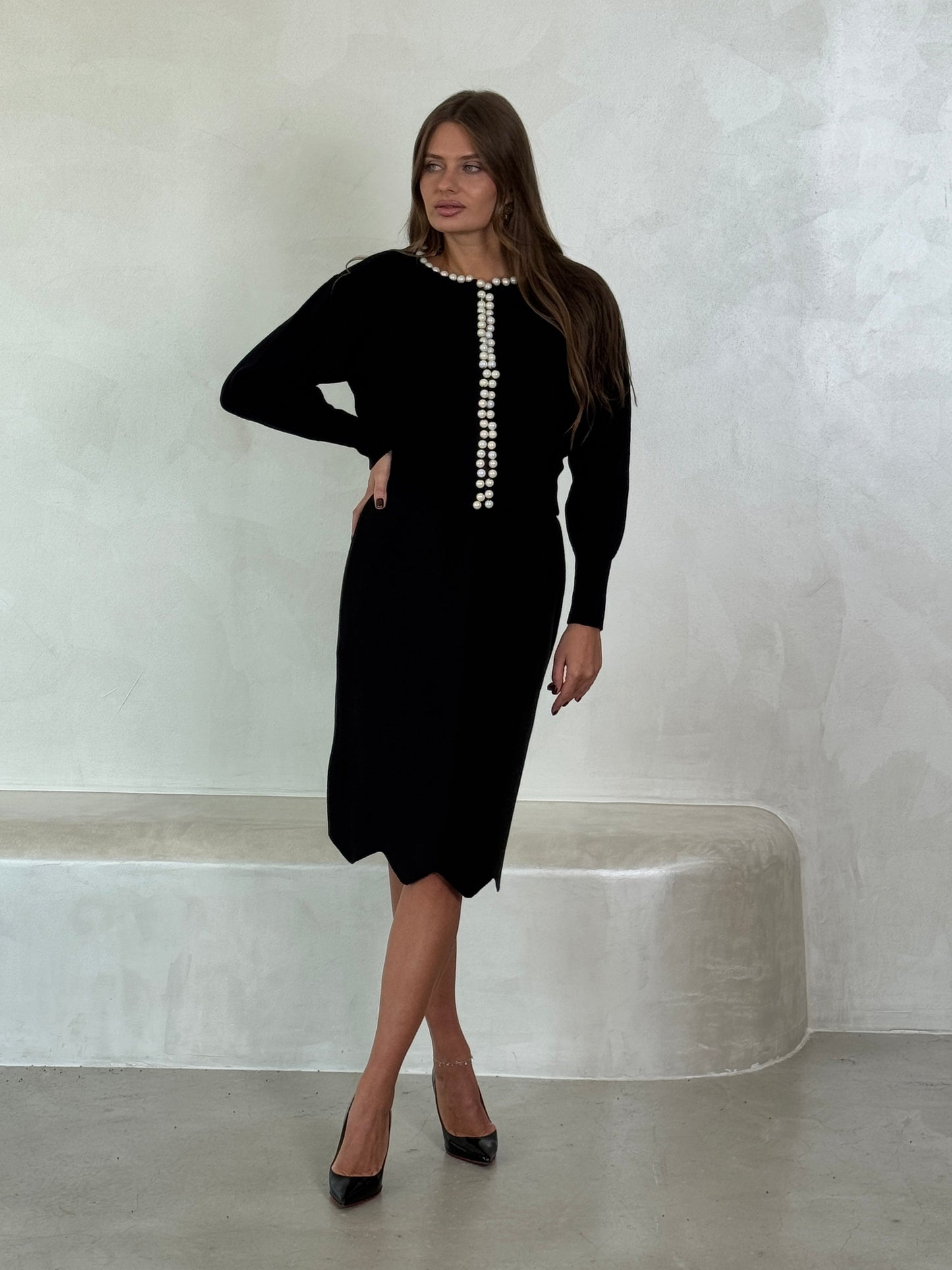 Black Midi Knit Skirt - ROXO