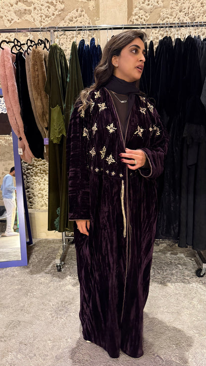 Burgandy Velvet Abaya - ROXO