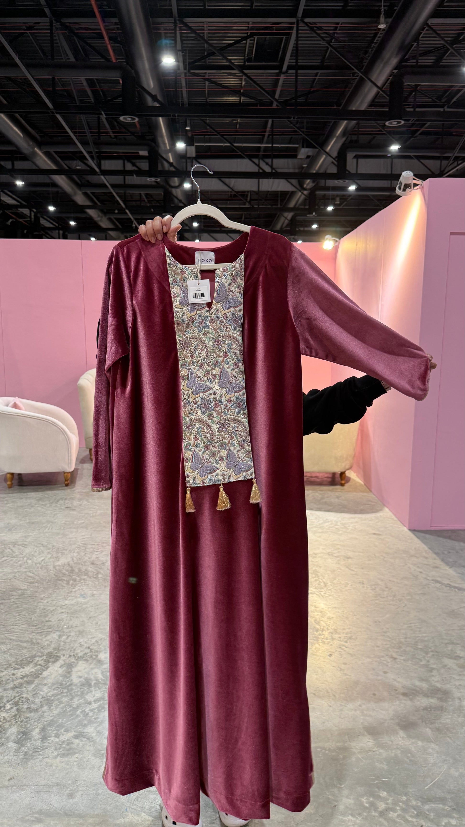 Butterflies Velvet Kaftan - ROXO