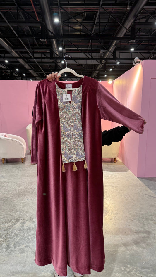 Butterflies Velvet Kaftan - ROXO