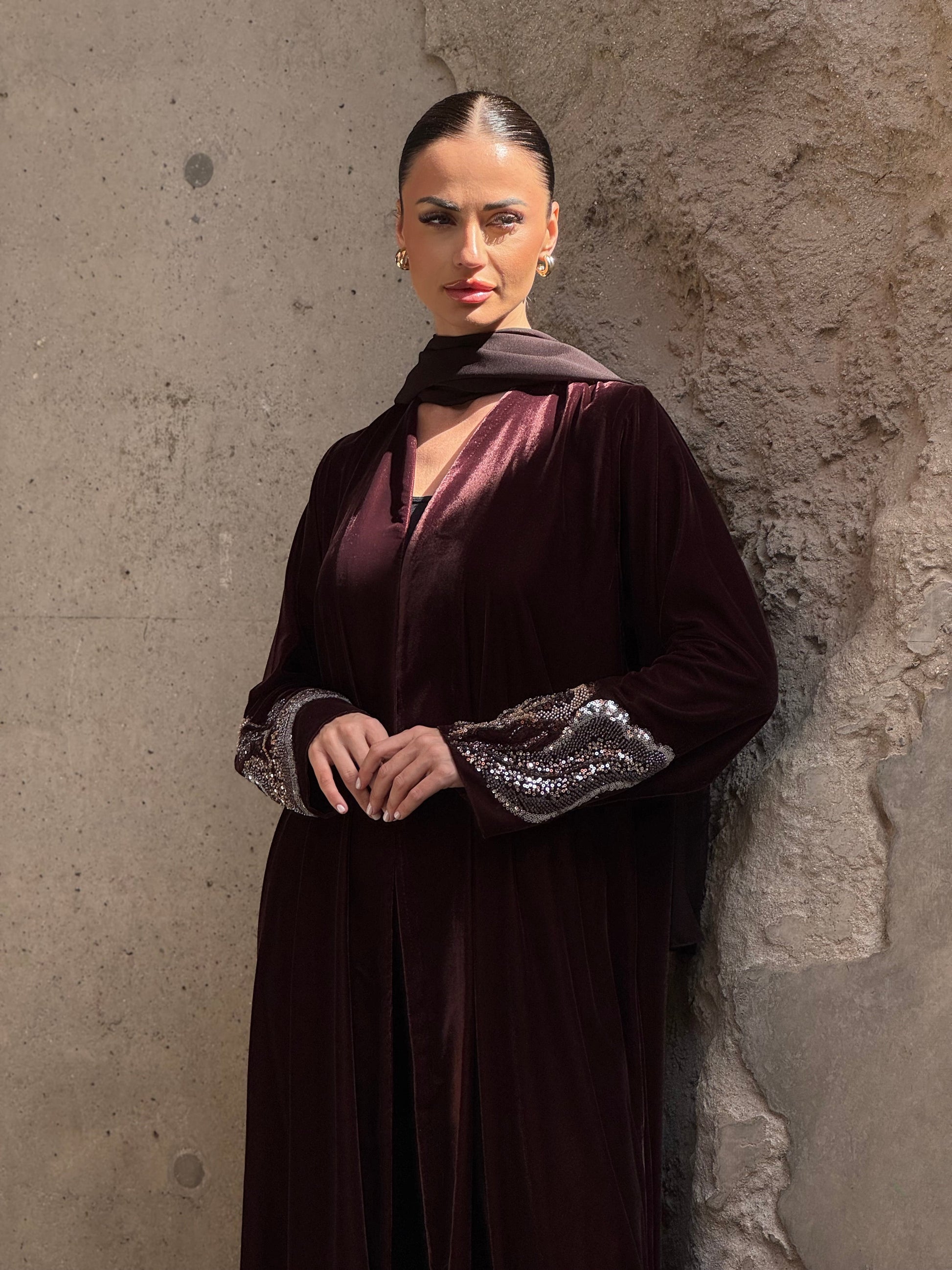 Copper Embroidery Abaya - ROXO