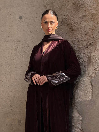 Copper Embroidery Abaya - ROXO