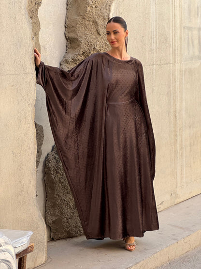 Crystals velvet kaftan in brown - ROXO