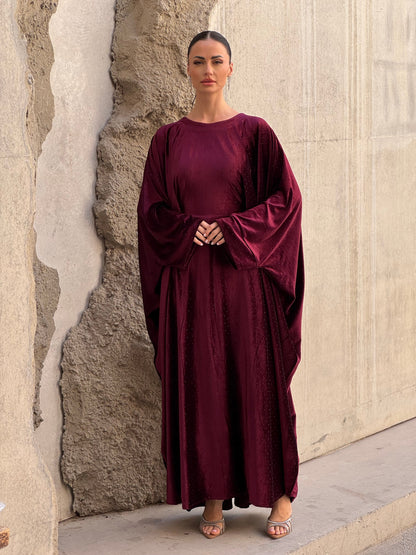 Crystals velvet kaftan in maroon - ROXO