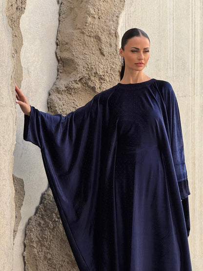 Crystals velvet kaftan in navy - ROXO