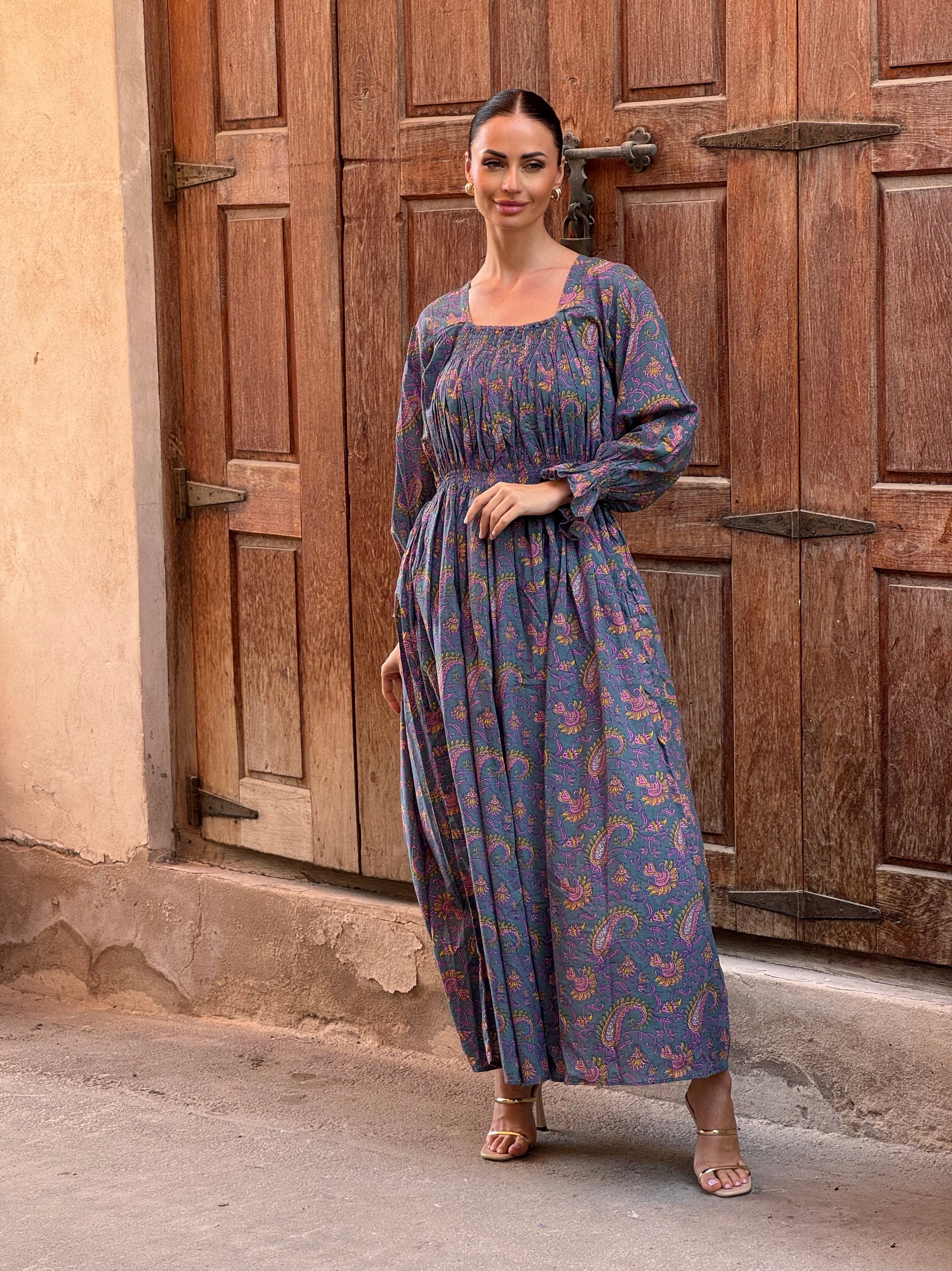 Daisy Indian Cotton Kaftan 2 - ROXO