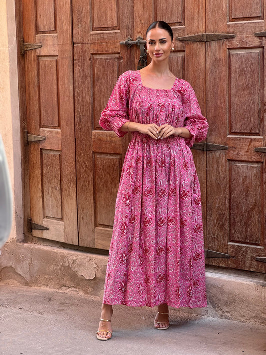 Daisy Indian Cotton Kaftan 3 - ROXO