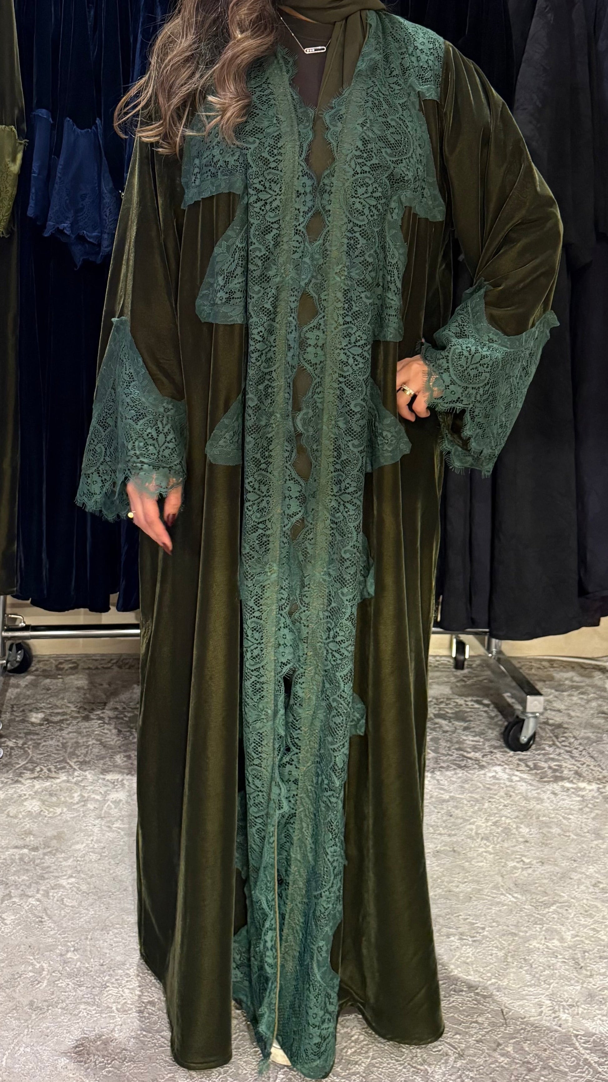 Green Velvet Abaya - ROXO