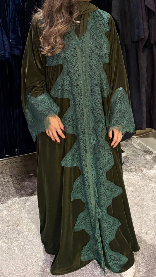 Green Velvet Abaya - ROXO