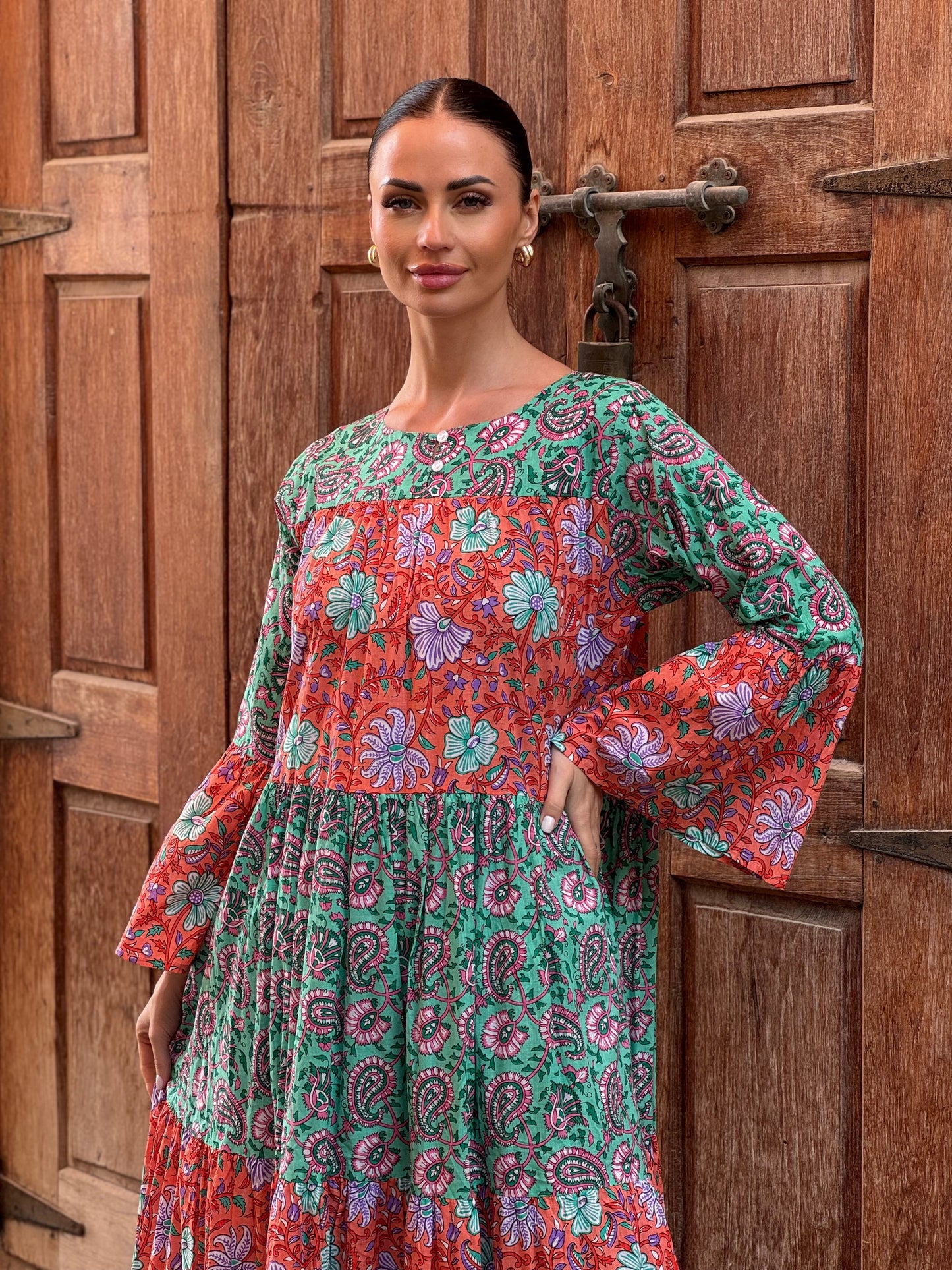 Jasmine Indian Cotton Kaftan 3 - ROXO