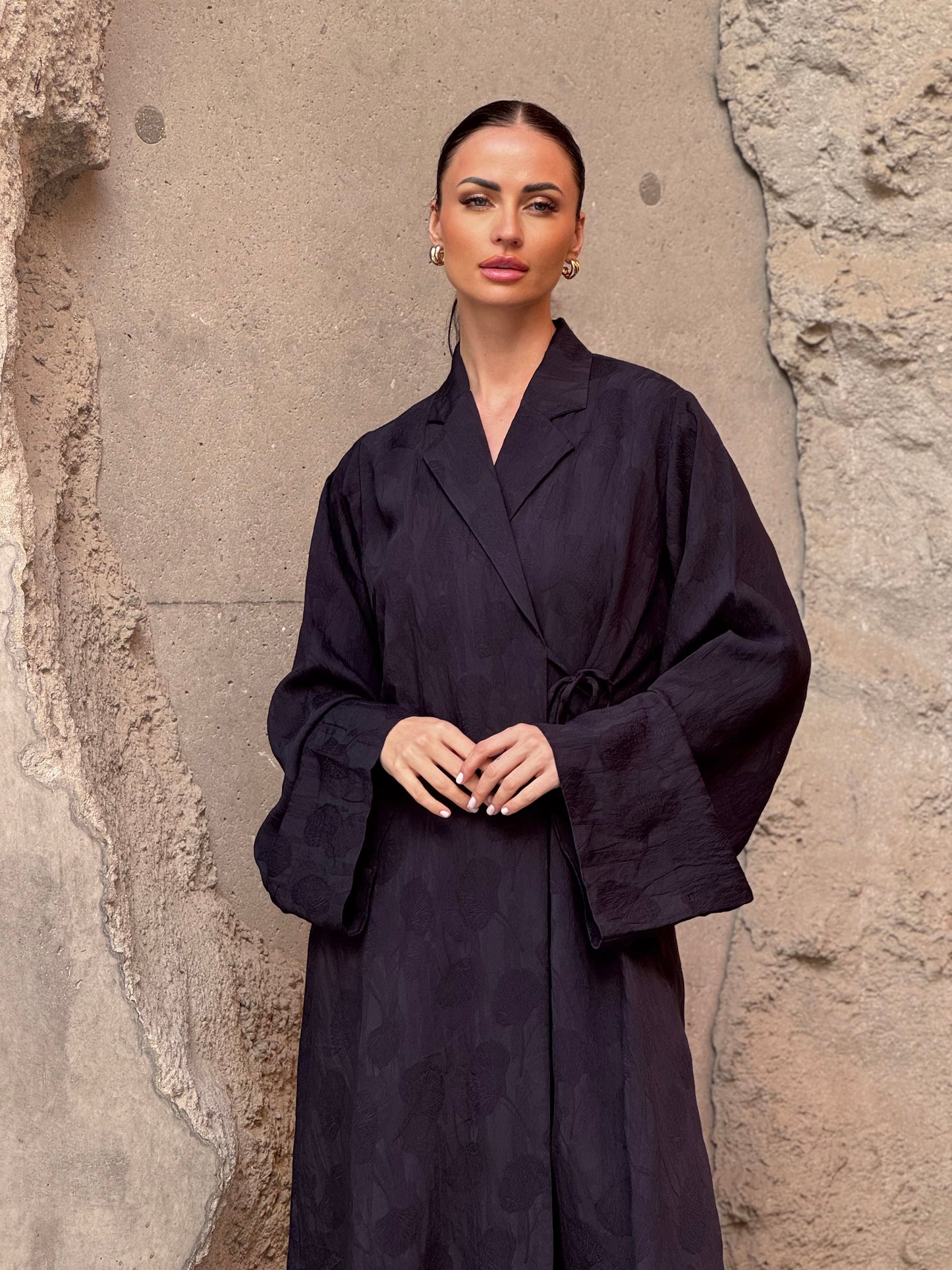 Lily Blazer Side Tie Abaya - ROXO