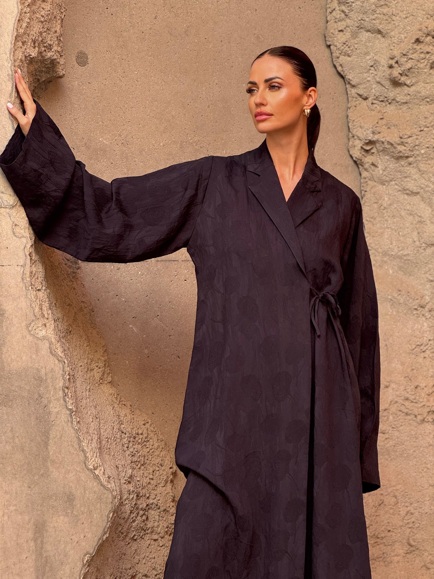 Lily Blazer Side Tie Abaya - ROXO