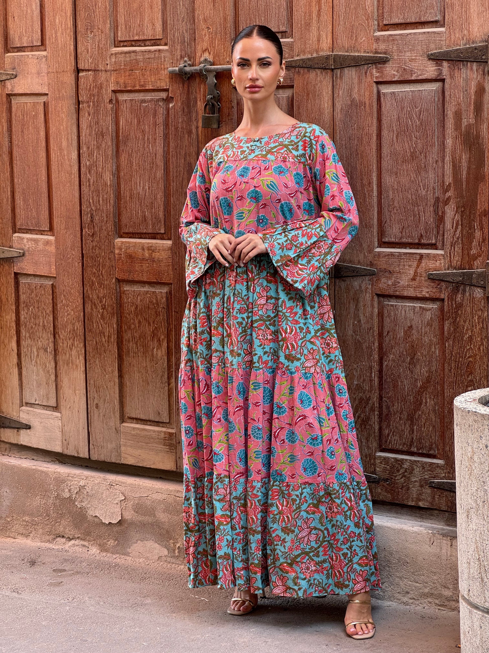 Lotus Indian Cotton Kaftan 1 - ROXO