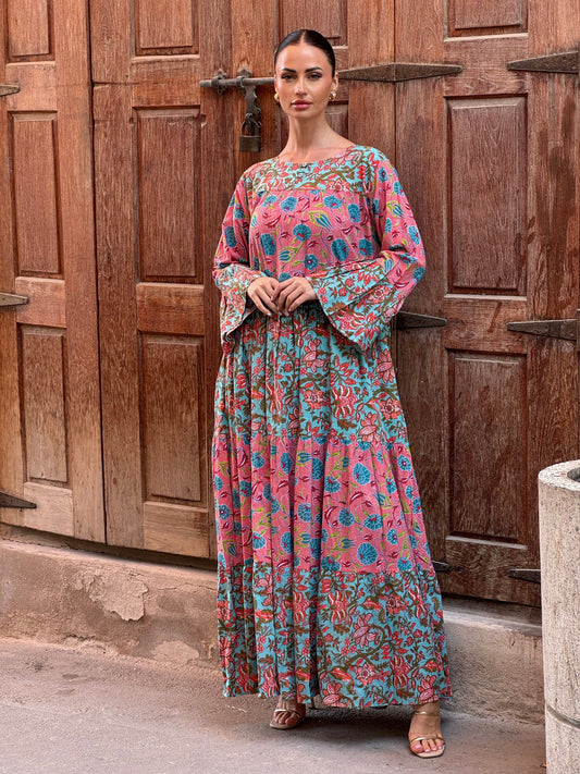 Lotus Indian Cotton Kaftan 1 - ROXO