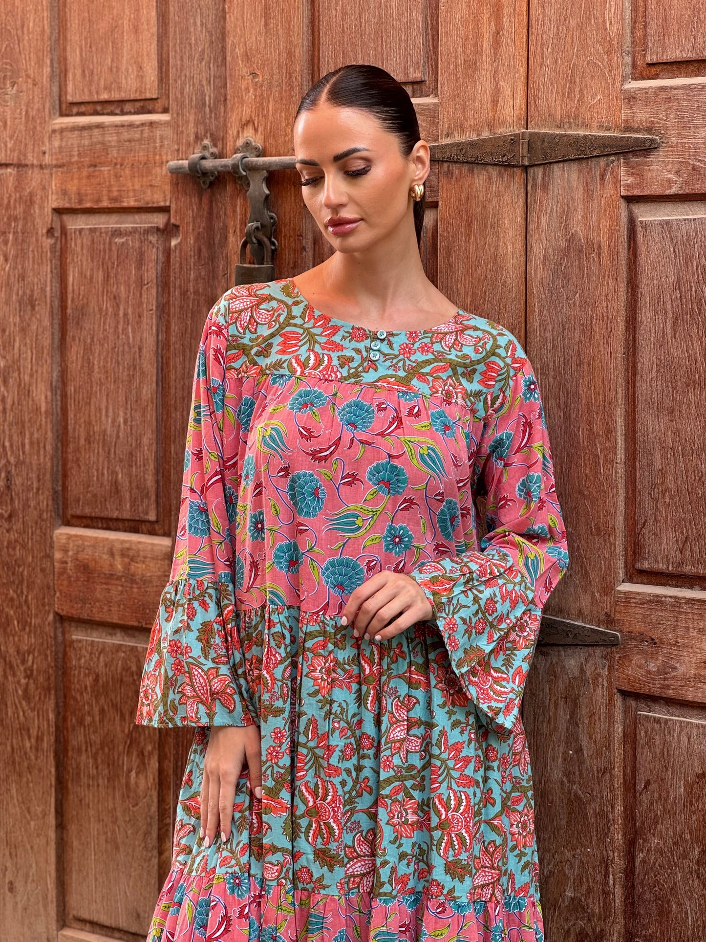 Lotus Indian Cotton Kaftan 1 - ROXO