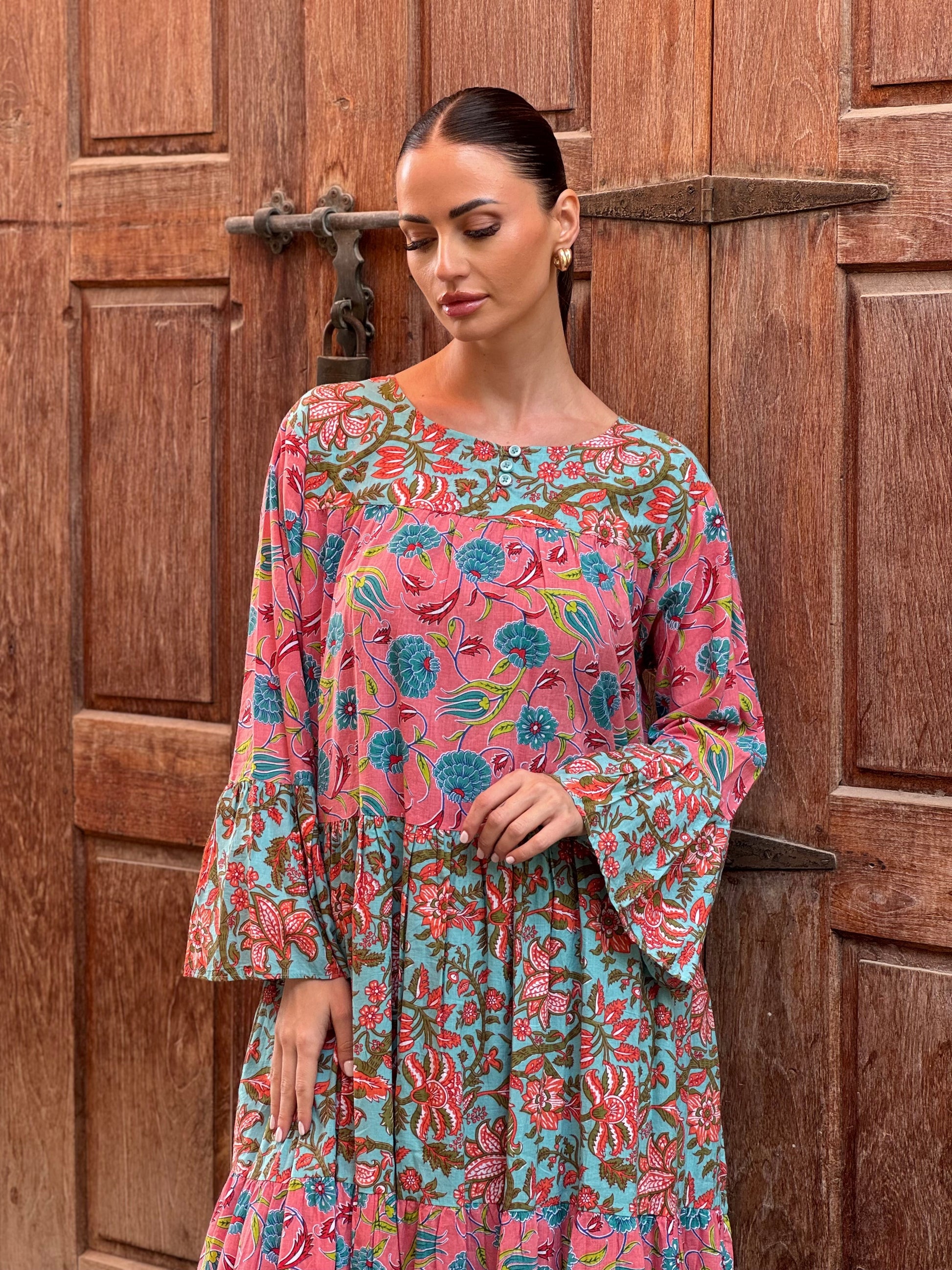 Lotus Indian Cotton Kaftan 4 - ROXO