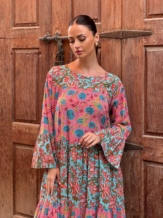 Lotus Indian Cotton Kaftan 4 - ROXO