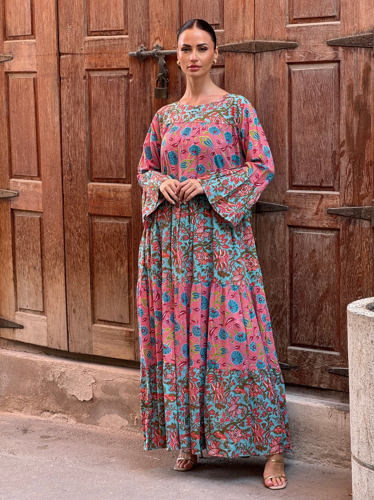 Lotus Indian Cotton Kaftan 4 - ROXO