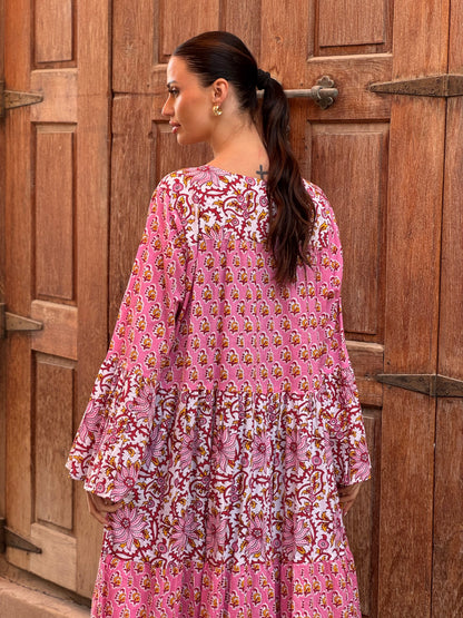 Lotus Indian Cotton Kaftan 5 - ROXO