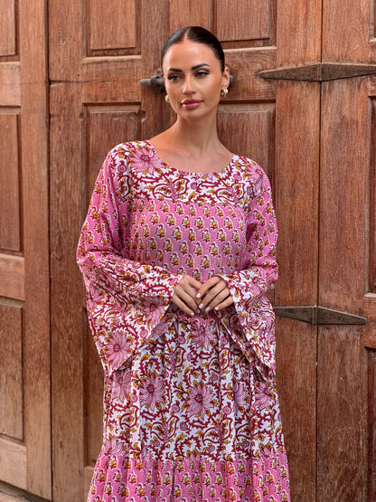 Lotus Indian Cotton Kaftan 5 - ROXO